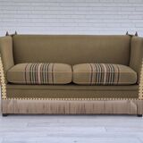 1960s, Danish velour 2 seater drop arm sofa, wool, original condition.