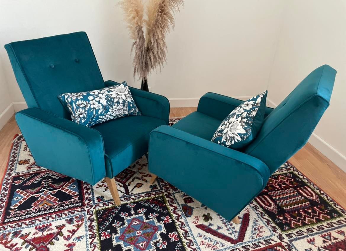 Duo of armchair back-of-year 50/60, restored