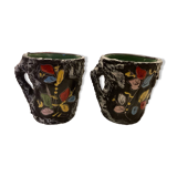 Set of 2 vintage lava stone mugs