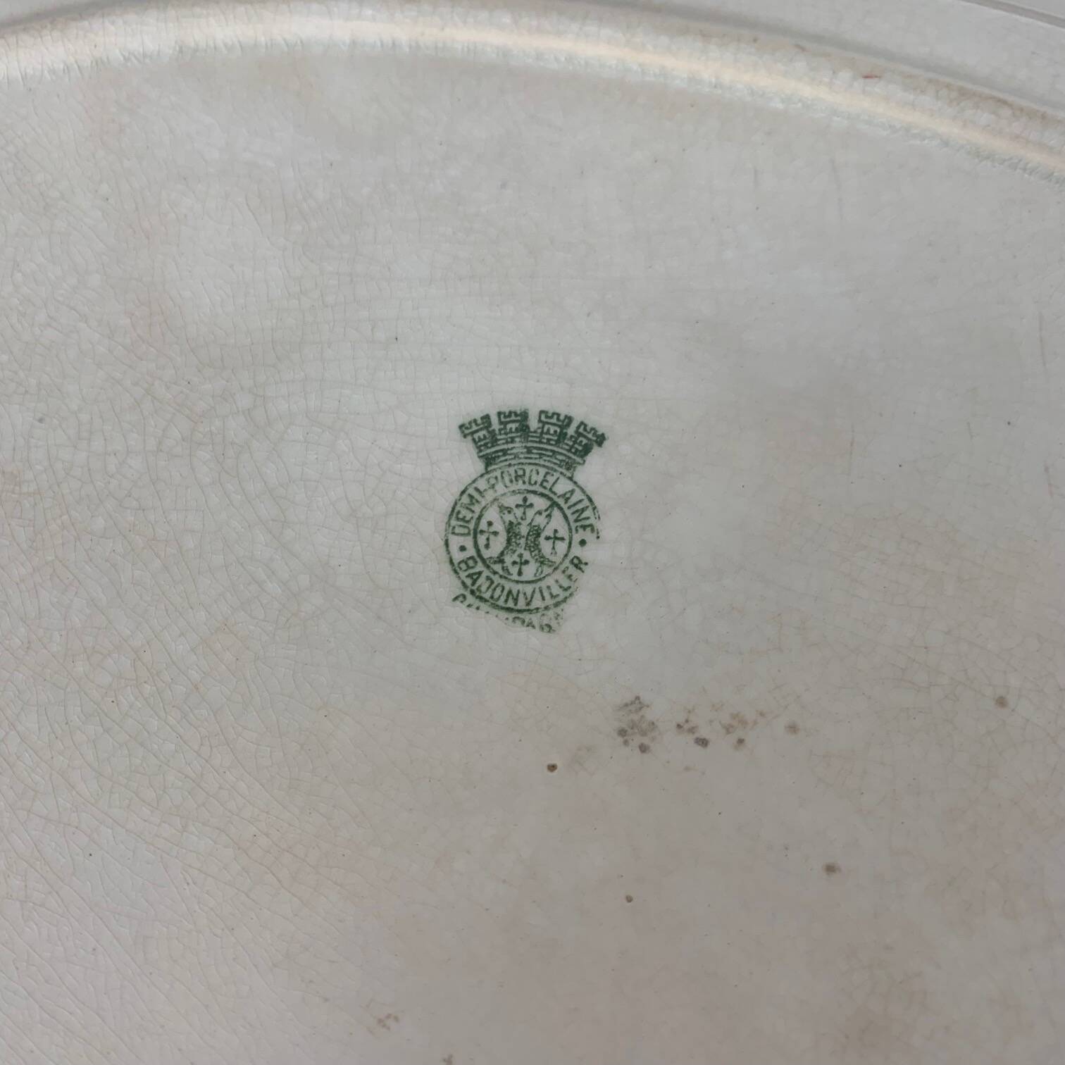 Grand Plat ovale modèle "Champagne ", Badonviller, vert