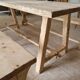 farm table and wooden benches