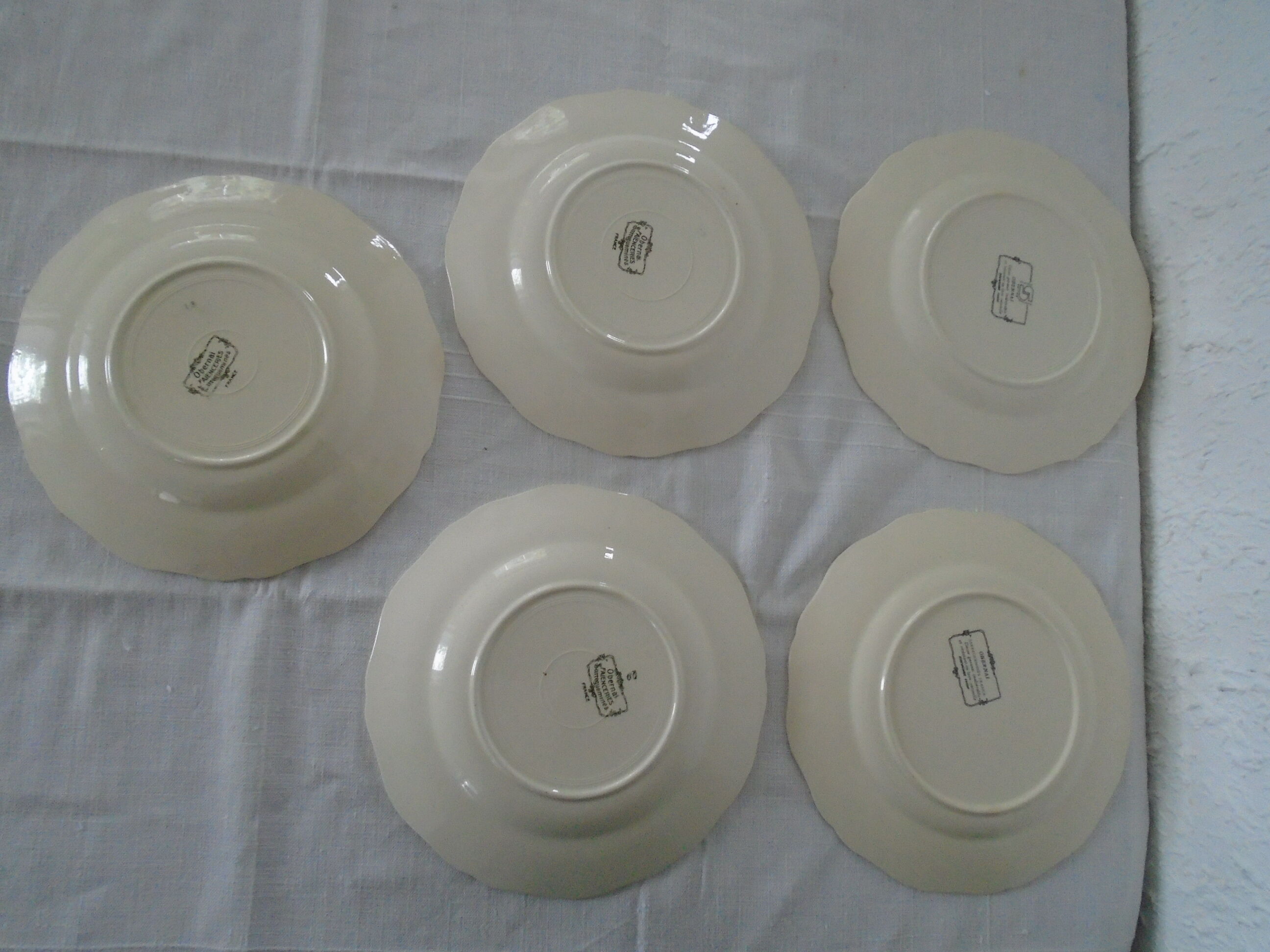 5 Plates Obernai Loux Sarreguemines ancient earthenware