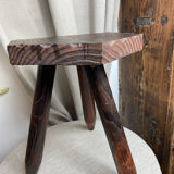 French tripod farm stool in wood, 1960s