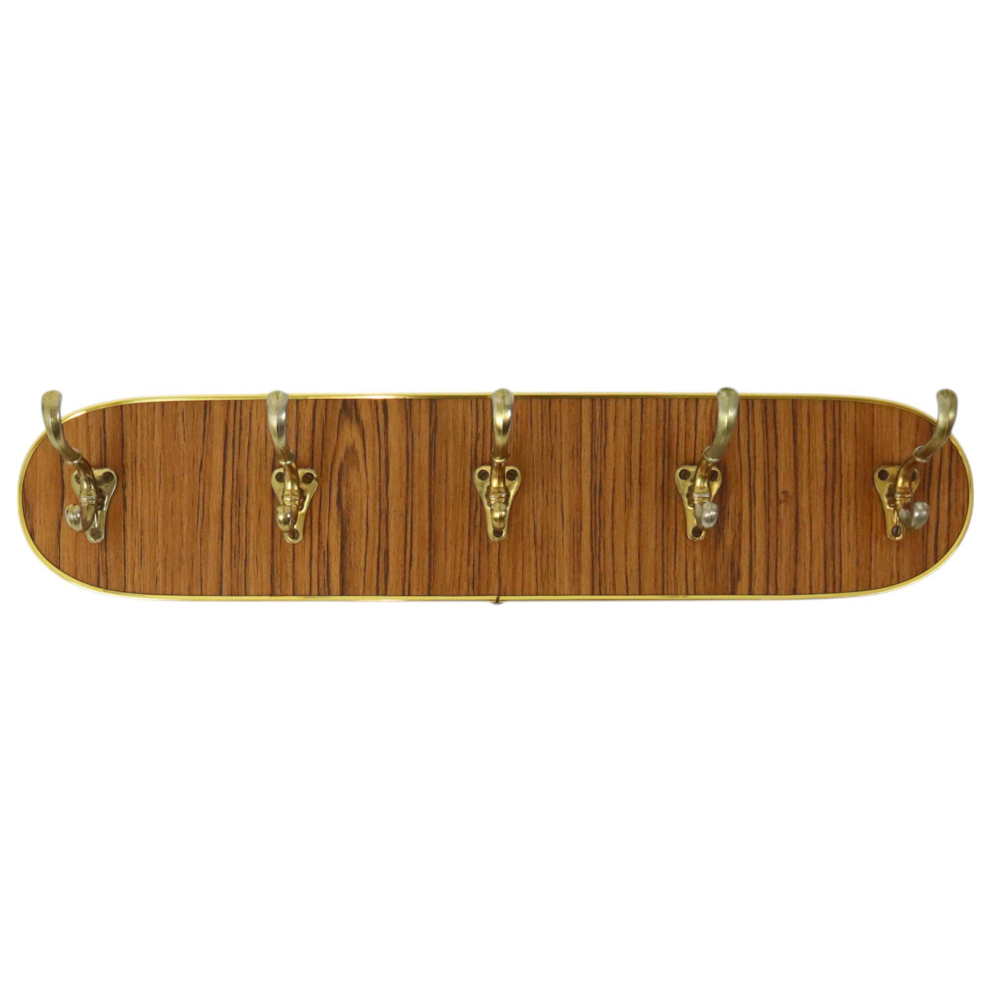 Vintage Rockabilly Coat Rack Fifties Design Wood Veneer Gold