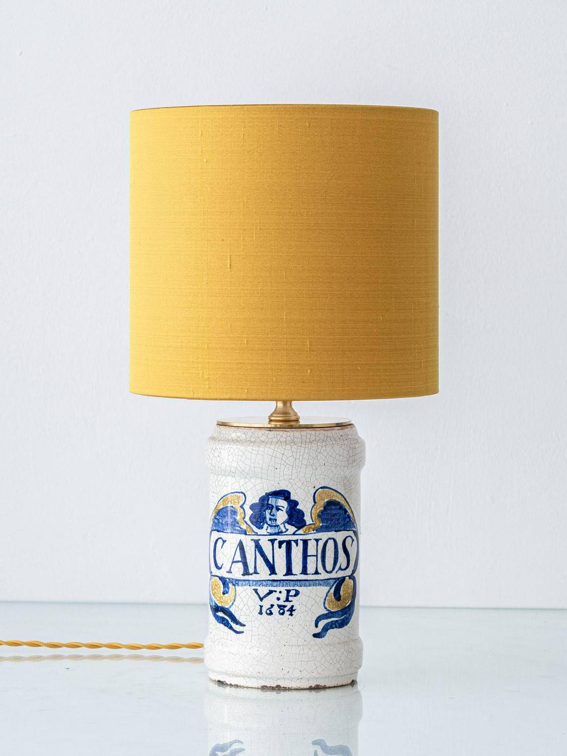 Italian Majolica Albarello table lamp, pharmacy, 19th century.