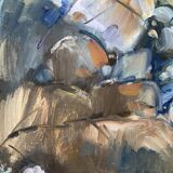 Large Abstractionism Landscape Oil Painting Signed Per Olof Netterblad, 1976