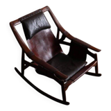 Liceu de Artes e Oficios rocking chair with ottoman, Brazil 1960s