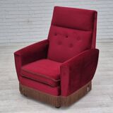 1970s, Danish highback armchair, original condition, red furniture velour.