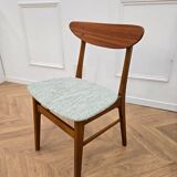 Set of 6 green fabric chairs