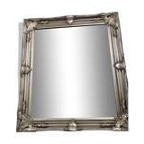 Solid baroque mirror with silver frame - Wood