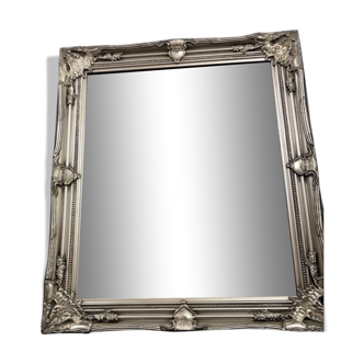 Solid baroque mirror with silver frame - Wood