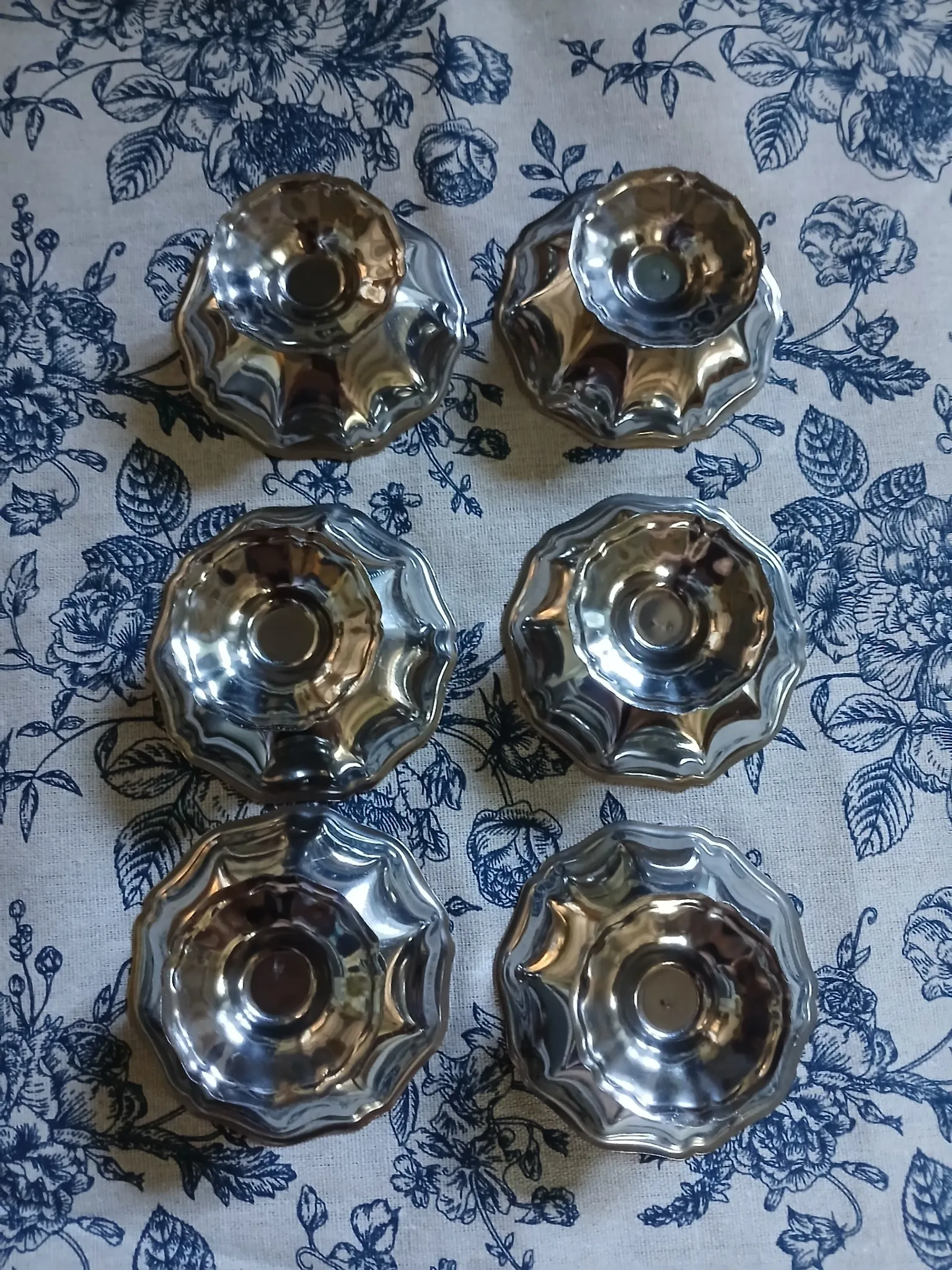 6 antique metal ice cream cups
