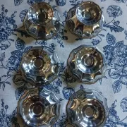 6 antique metal ice cream cups