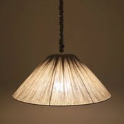 "Malala" pleated linen and cotton suspension with fine classic grey stripes.