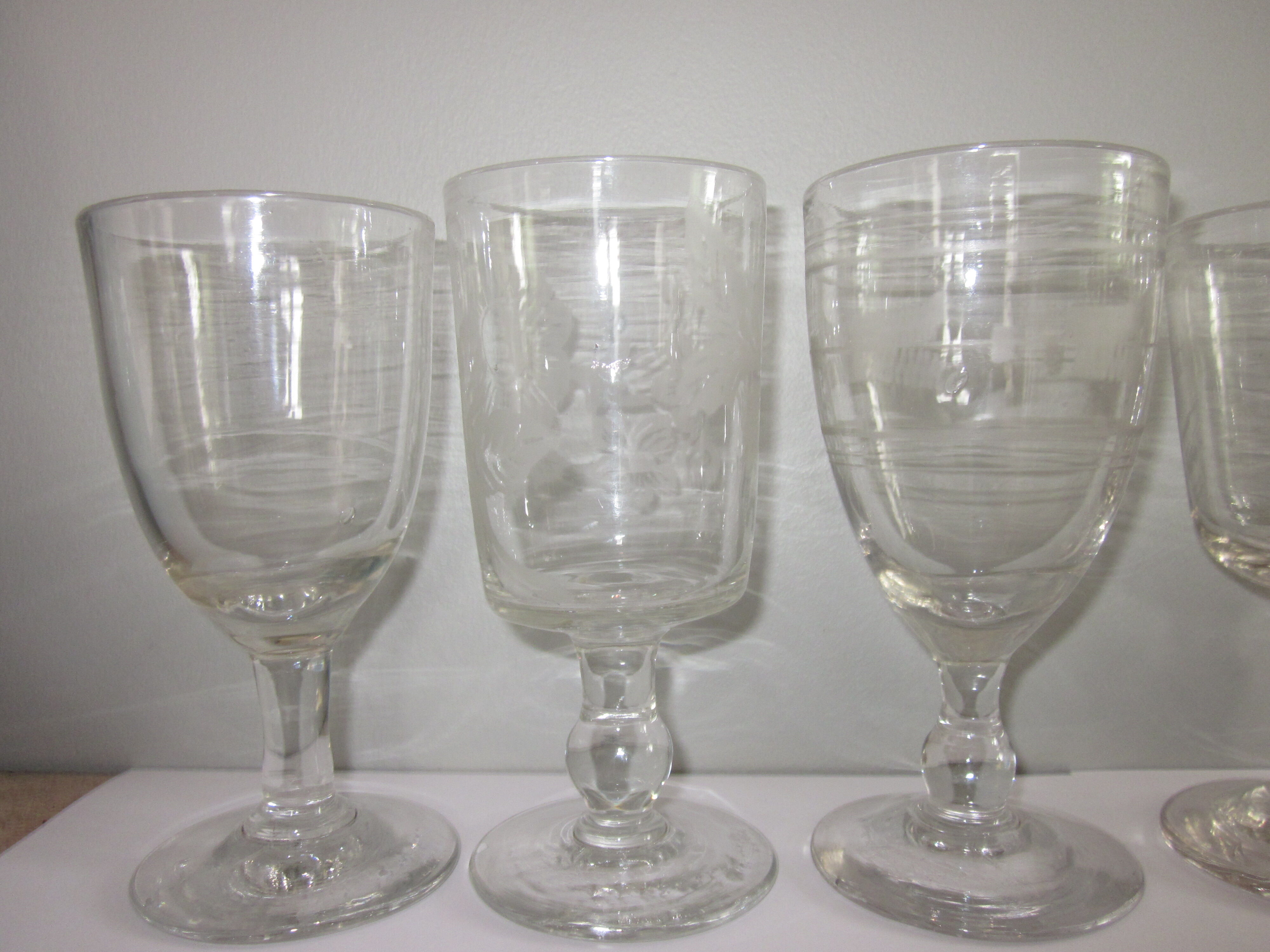 6 old bistro glasses from 1900-1920