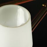 Mid-Century 8 arms Stilnovo chandelier in opaline, brass and red lacquer.