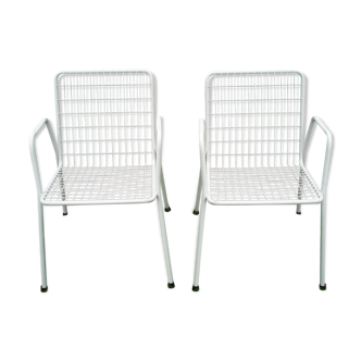 Pair of Italian Emu iron and rilsan armchairs