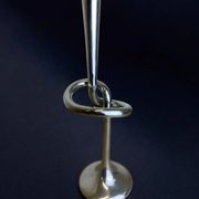 XL knotted candlestick in solid aluminium, Italy, 1980s
