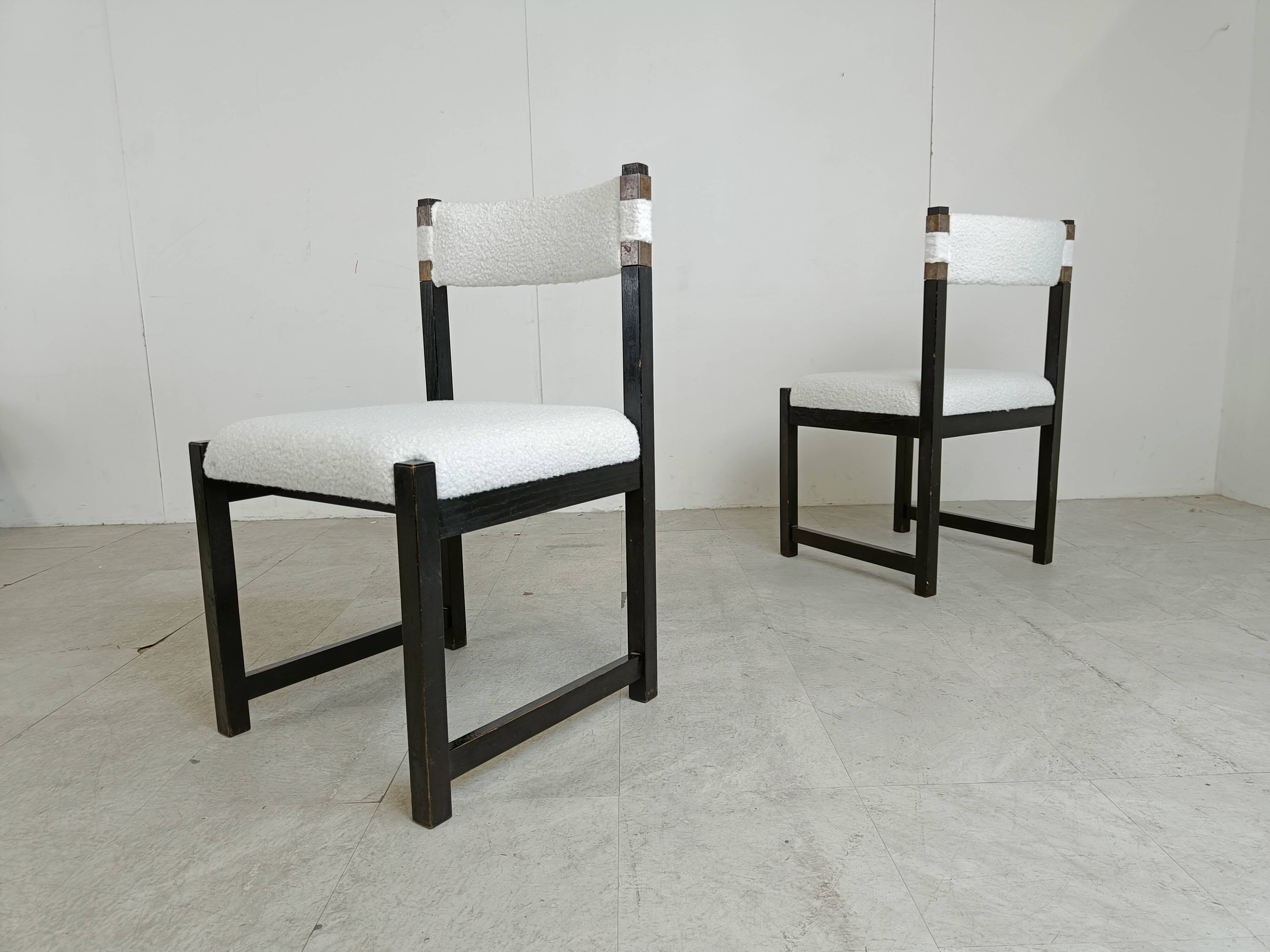 Set of 8 brutalist dining chairs by Emiel Veranneman for Decoene, 1970s