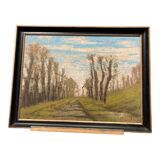 Oil on canvas representing a path in the forest