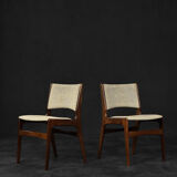 Vintage Scandinavian Modern Teak and Beige Wool Dining Chairs Model 89 by Erik Buch, 1950s, Set of 4