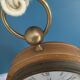 Patinated inlaid wooden clock shape watch pocket