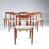 6 wood and rope chairs by Henry Klein for Bramin, 1960s