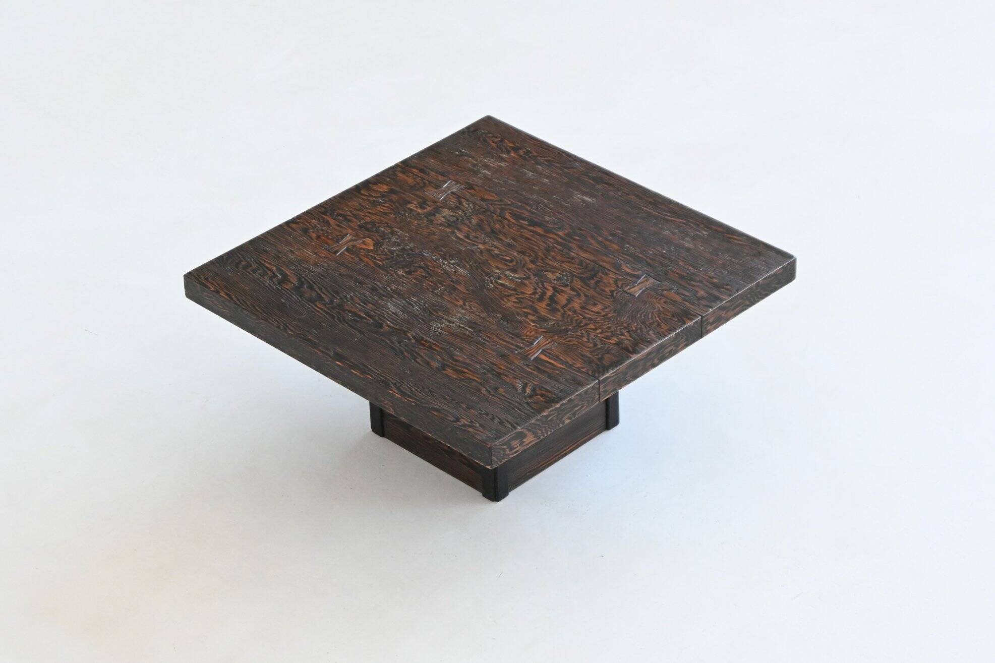 Brutalist square shaped coffee table Mid-Century France 1970
