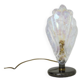Lampe de table à feuillage en verre et métal gris anthracite. Années 80