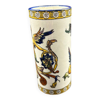 Small cylindrical vase in Gien earthenware - Renaissance pattern