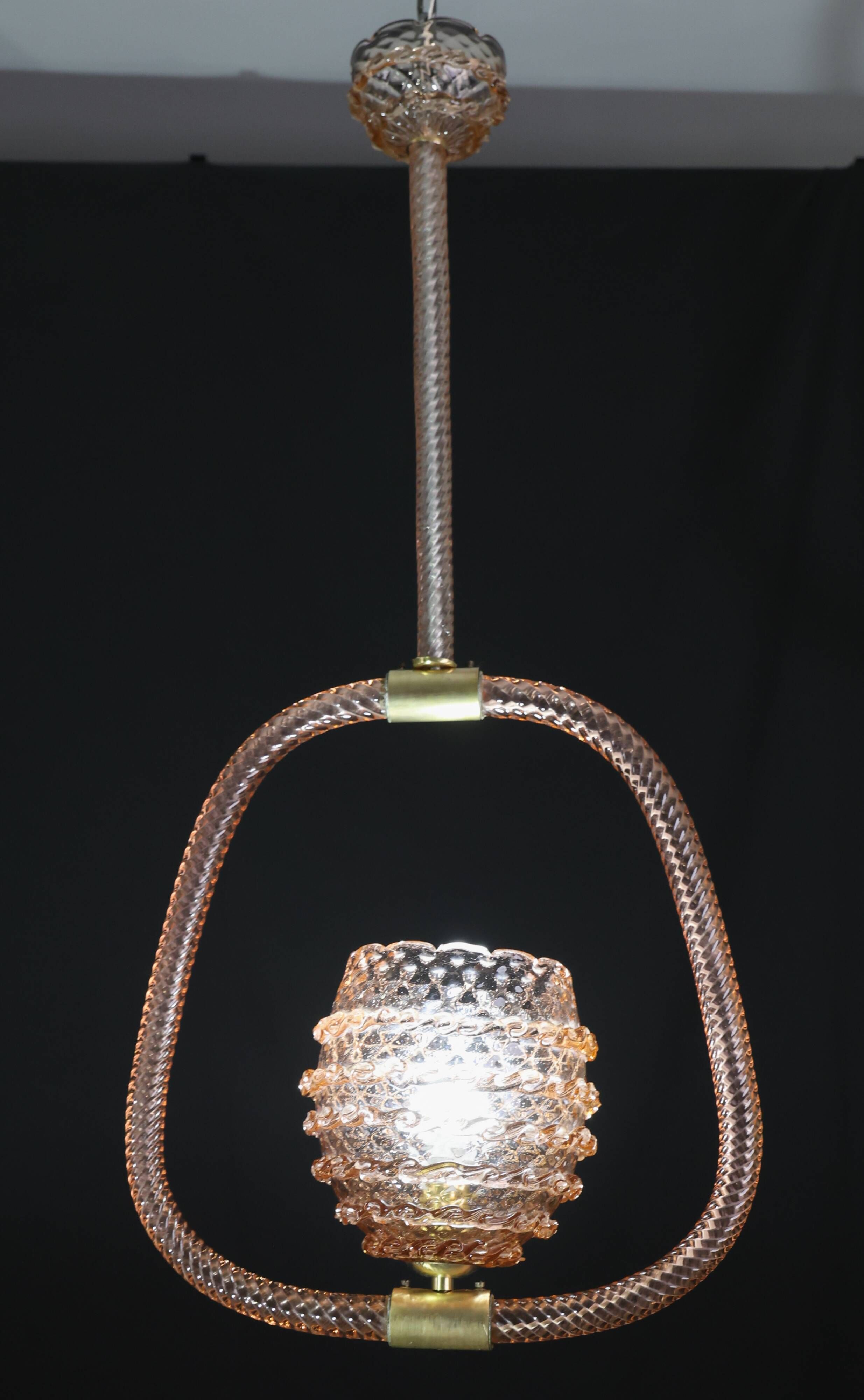 Amazing Pink Art Deco Barovier e Toso Chandelier, Glass Murano, 1940s