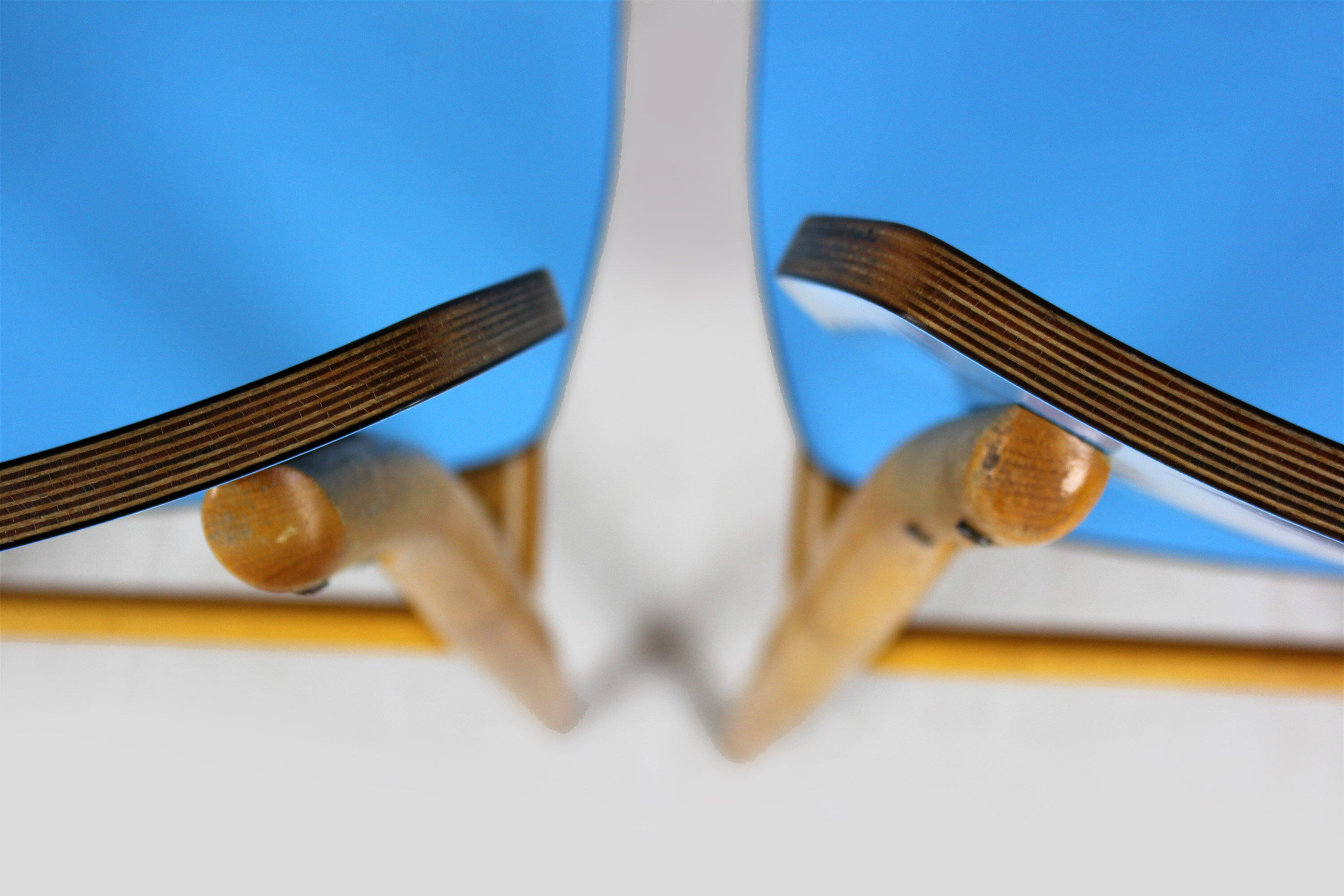 Vintage blue Formica & wood chairs, 1960s, set of 2