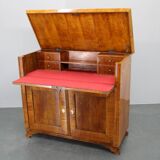 1930s Antique Cabinet with Writing Area in Walnut Finish ,Czechoslovakia
