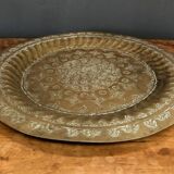 20th century Moroccan tea tray in richly engraved copper or brass