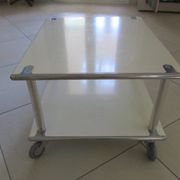 Table basse space age double plateaux en acier laqué blanc, France