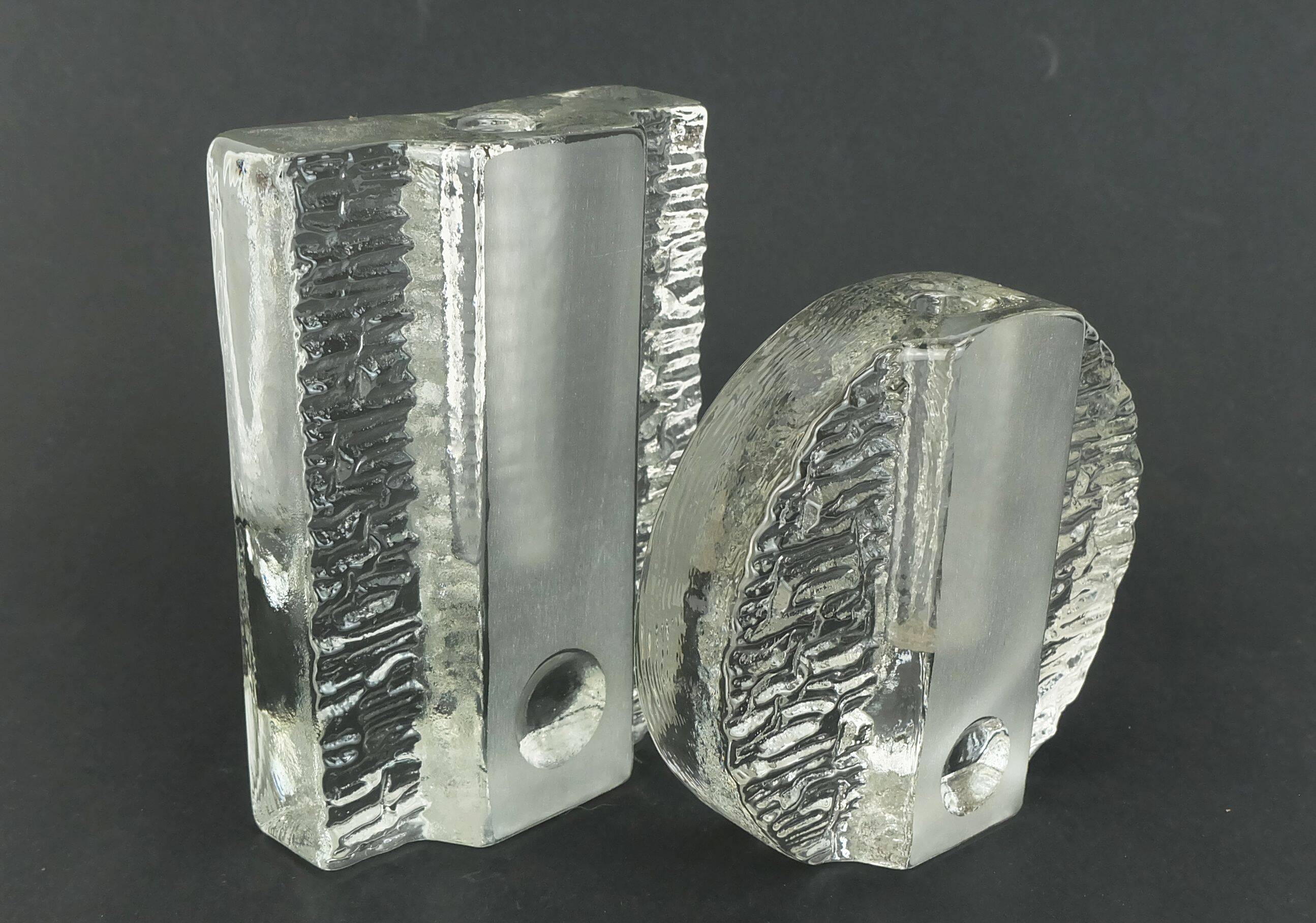 Set of 2 solifleur block vases walther glas 60s 70s op art arrangement vases