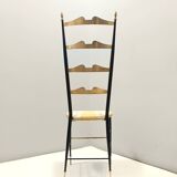 Pair of Vintage Brass and Metal Chiavarine Chairs with Yellow Fabric, Italy