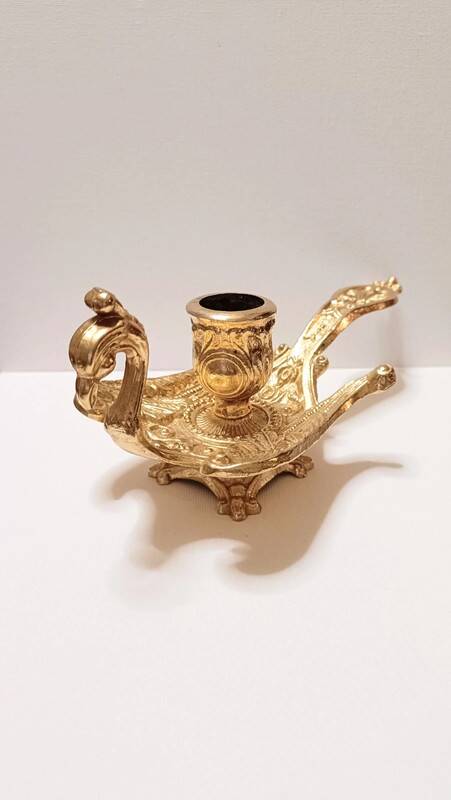 Peacock candle holder in gilded brass 1970