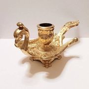 Peacock candle holder in gilded brass 1970