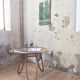 Table rotin et verre vintage