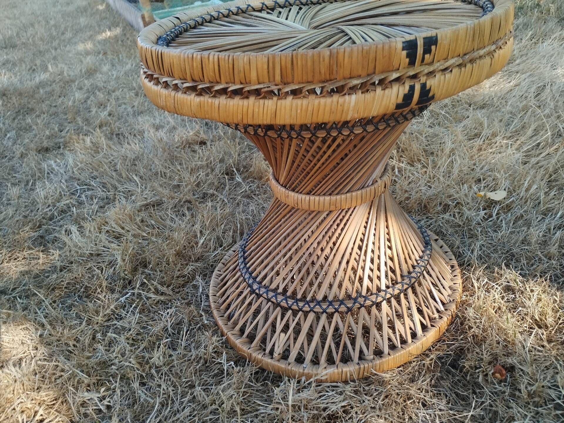 Vintage antique rattan wicker chair armchair