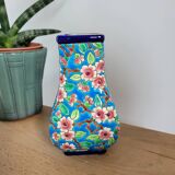 Longwy enamel vase with cherry blossoms