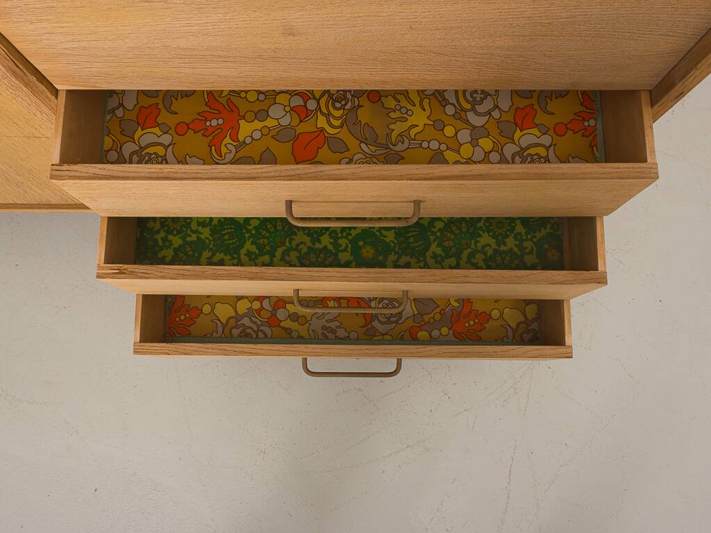 Oak desk cabinet with wardrobe space and fully pickled showcase, circa 60