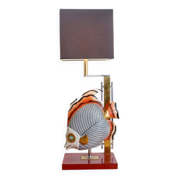Giulia Mangani for Oggetti Porcelain Sculpture of Fish table Lamp