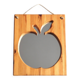 Rectangular apple mirror in pine wood and rope