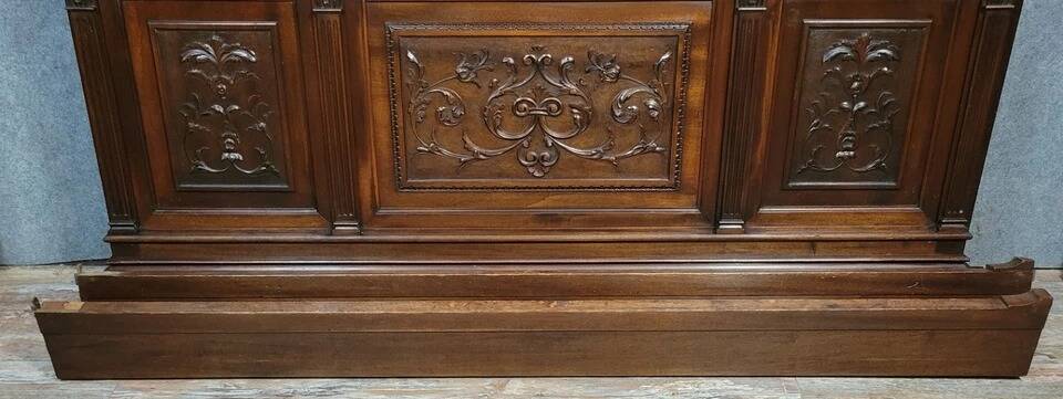 Very large Renaissance style center bed in carved walnut circa 1850