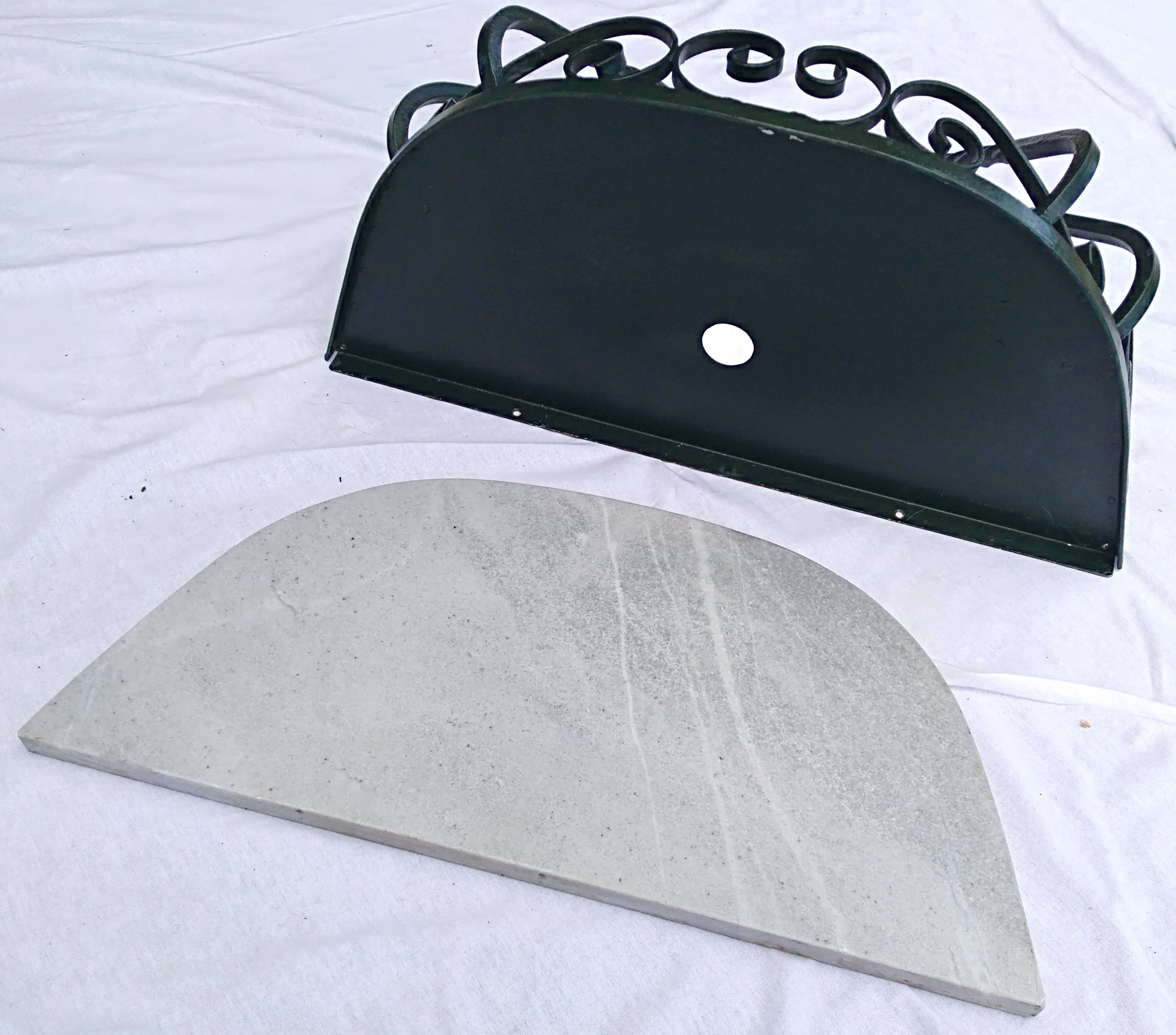 Marble wall console wrought iron structure