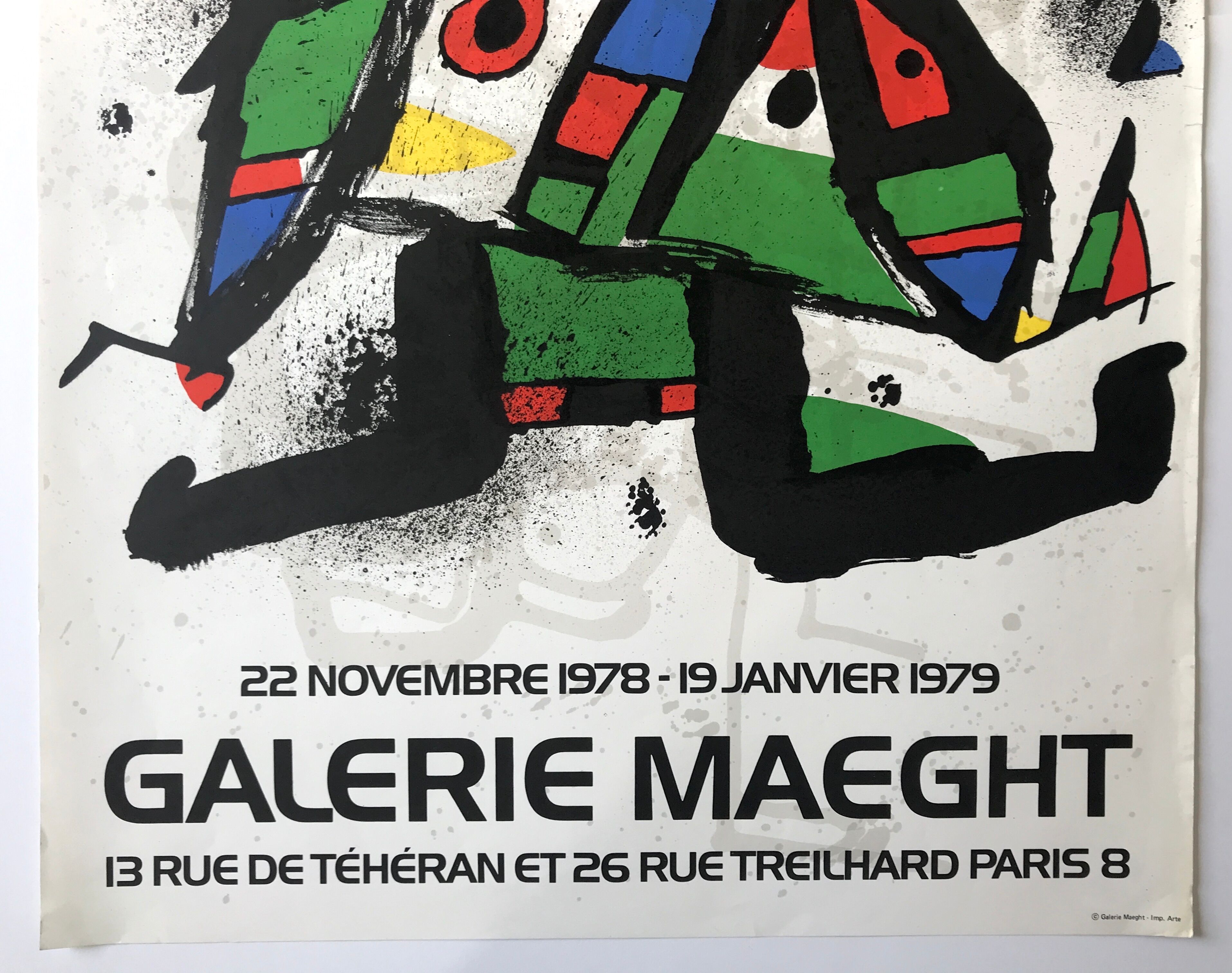 Poster in lithograph by Joan Miro, Galerie Maeght, 1978