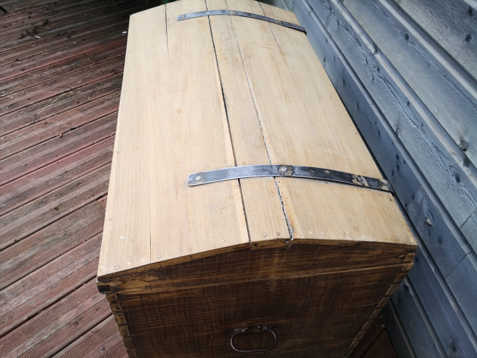 Antique chest, vintage wooden trunk