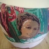 Pouf with canvas patterns
